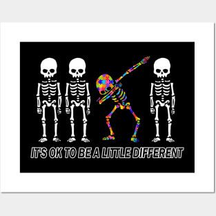 It's Ok O Be A Little Different Autism Halloween Skeleton Posters and Art